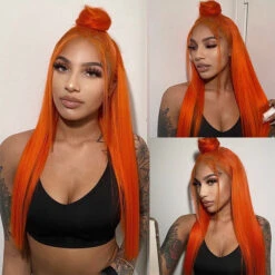 Ginger Orange Straight Wig Glueless HD Lace Front Wigs Human Hair For Women 16 Ginger Orange Straight Wig Glueless HD Lace Front Wigs Human Hair For Women -Ethereal Hair Shop 1079