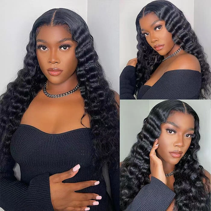 Loose Deep Wave 13*6 Full Lace Glueless Crimped Wig With Pre Bleached Lace Frontal Human Hair Wigs 6 Loose Deep Wave 13*6 Full Lace Glueless Crimped Wig With Pre Bleached Lace Frontal Human Hair Wigs - Image 4