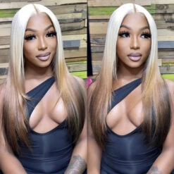 Ombre Lace Front Wig Straight Hair 613 Blonde Brown 13x4 5*5 Lace Front Human Hair Wigs 11 Ombre Lace Front Wig Straight Hair 613 Blonde Brown 13x4 5*5 Lace Front Human Hair Wigs -Ethereal Hair Shop 1145