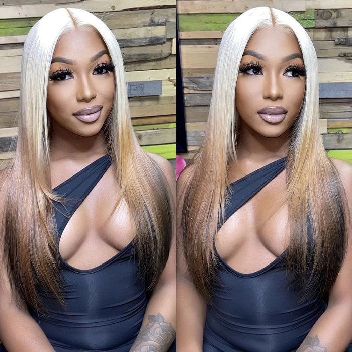 Ombre Lace Front Wig Straight Hair 613 Blonde Brown 13x4 5*5 Lace Front Human Hair Wigs 5 Ombre Lace Front Wig Straight Hair 613 Blonde Brown 13x4 5*5 Lace Front Human Hair Wigs - Image 3