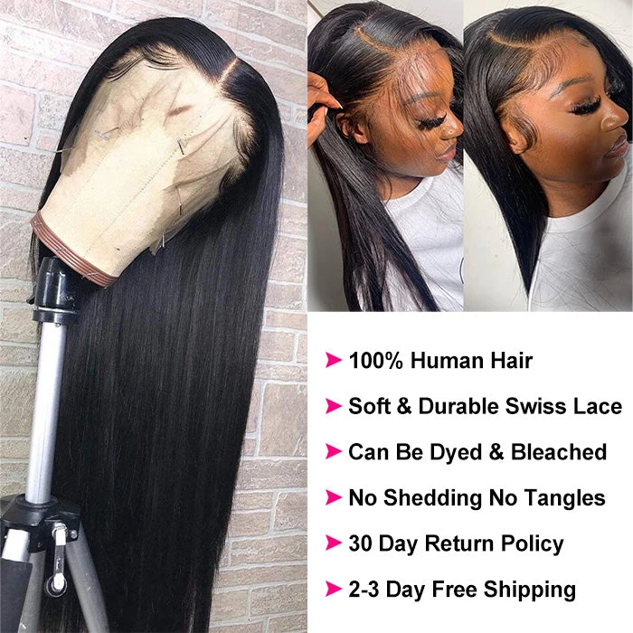 Straight 13*4 HD Lace Human Hair Wigs Transparent Glueless Lace Front Wig With Pre Plucked 7 Straight 13*4 HD Lace Human Hair Wigs Transparent Glueless Lace Front Wig With Pre Plucked - Image 5
