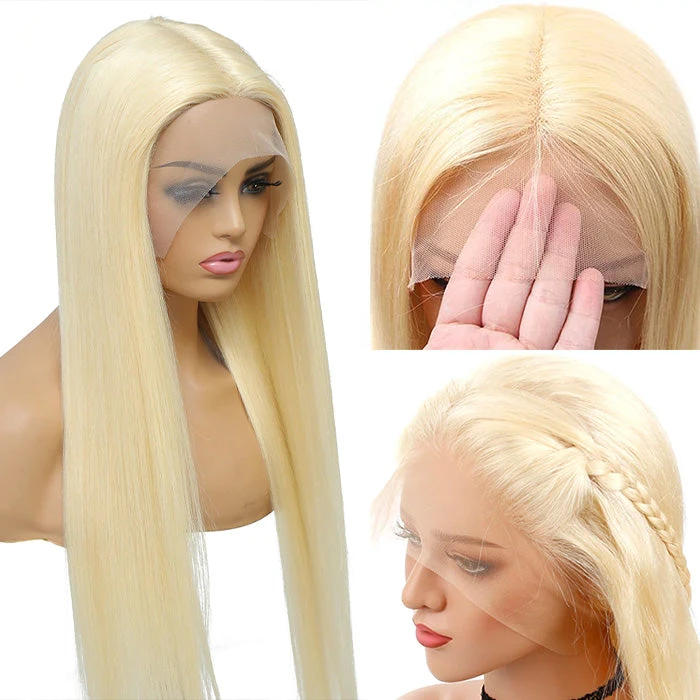 613 Blonde Straight 13x6 HD Lace Front Human Hair Wigs Pre Plucked 9 613 Blonde Straight 13x6 HD Lace Front Human Hair Wigs Pre Plucked - Image 7