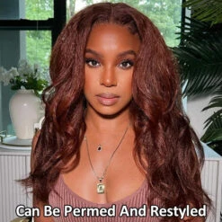#33 Red Brown Auburn Colored Kinky Straight 13x6 HD Transparent Lace Frontal Wigs 20 #33 Red Brown Auburn Colored Kinky Straight 13x6 HD Transparent Lace Frontal Wigs -Ethereal Hair Shop 1252 73249ff5 70b1 46b2 a6b8 54f0ba679e31