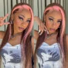 Strawberry Pink & Chocolate Skunk Stripe Color Wig Straight And Body Wave 13*4 Lace Front Wig 1 Strawberry Pink & Chocolate Skunk Stripe Color Wig Straight And Body Wave 13*4 Lace Front Wig -Ethereal Hair Shop 1290