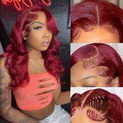 99J Burgundy 13x4 HD Lace Front Pre Plucked Colored Human Hair Wigs 12 99J Burgundy 13x4 HD Lace Front Pre Plucked Colored Human Hair Wigs -Ethereal Hair Shop 13 4 99j lace wigs thequeenleora 3