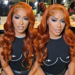 Ginger Color 13x4 HD Lace Front Wig Body Wave Colored Human Hair Wigs Pre Plucked Hairline -Ethereal Hair Shop 1362