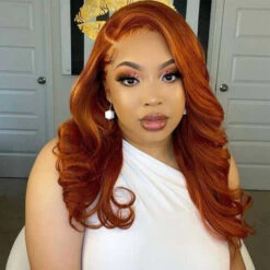 Ginger Color 13x4 HD Lace Front Wig Body Wave Colored Human Hair Wigs Pre Plucked Hairline -Ethereal Hair Shop 1393