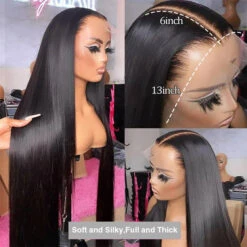 13x6 Full HD Lace Frontal Wig Straight Glueless Wig Human Hair Pre Plucked & Bleached Ready To Go 18 13x6 Full HD Lace Frontal Wig Straight Glueless Wig Human Hair Pre Plucked & Bleached Ready To Go -Ethereal Hair Shop 13x6biglacewig