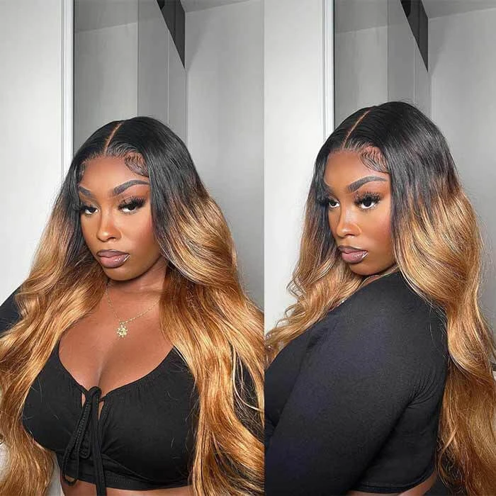#1B/27 Ombre Color Brazilian Human Hair HD Lace Wigs For Women Pre Plucked With Baby Hair 4 #1B/27 Ombre Color Brazilian Human Hair HD Lace Wigs For Women Pre Plucked With Baby Hair - Image 2