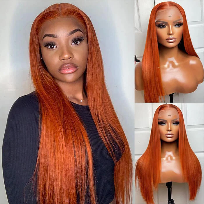 Ginger Orange Wig 4x4/5x5 Transparent HD Lace Human Hair Wigs Pre Plucked Hairline 180% Density 10 Ginger Orange Wig 4x4/5x5 Transparent HD Lace Human Hair Wigs Pre Plucked Hairline 180% Density - Image 8