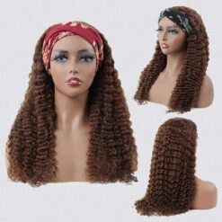#4 Chocolate Brown Headband Wigs Virgin Human Hair No Gel No Glue Silk Scarf Wigs -Ethereal Hair Shop 1536 1