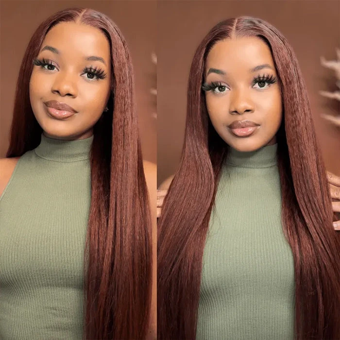 Reddish Brown 5x5/13x4 HD Lace Wig #33 Auburn Colored Deep Wave Lace Front Human Hair Wigs For Women 10 Reddish Brown 5x5/13x4 HD Lace Wig #33 Auburn Colored Deep Wave Lace Front Human Hair Wigs For Women - Image 8