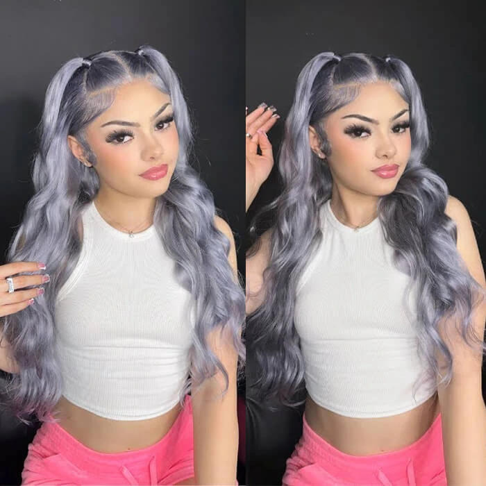 Grey Human Hair Wig 13x4 HD Lace Frontal Wig Colored Human Hair Wigs For Women 8 Grey Human Hair Wig 13x4 HD Lace Frontal Wig Colored Human Hair Wigs For Women - Image 6