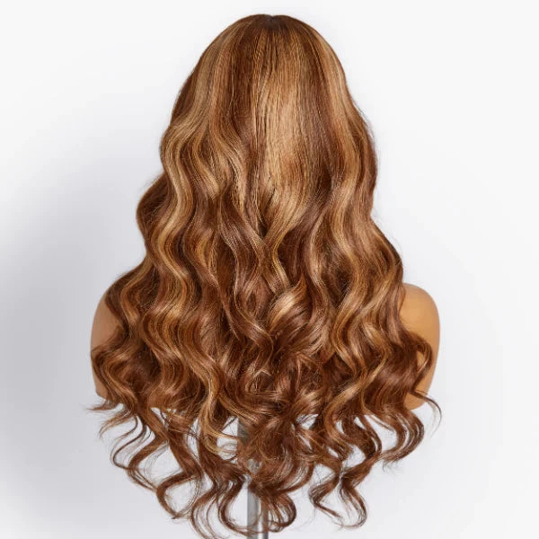 4/27 Honey Blond Highlight Body Wave Wig With Bangs Full Machinemade Wig/13x4/4x4 HD Lace Front Human Hair Wigs 7 4/27 Honey Blond Highlight Body Wave Wig With Bangs Full Machinemade Wig/13x4/4x4 HD Lace Front Human Hair Wigs - Image 5