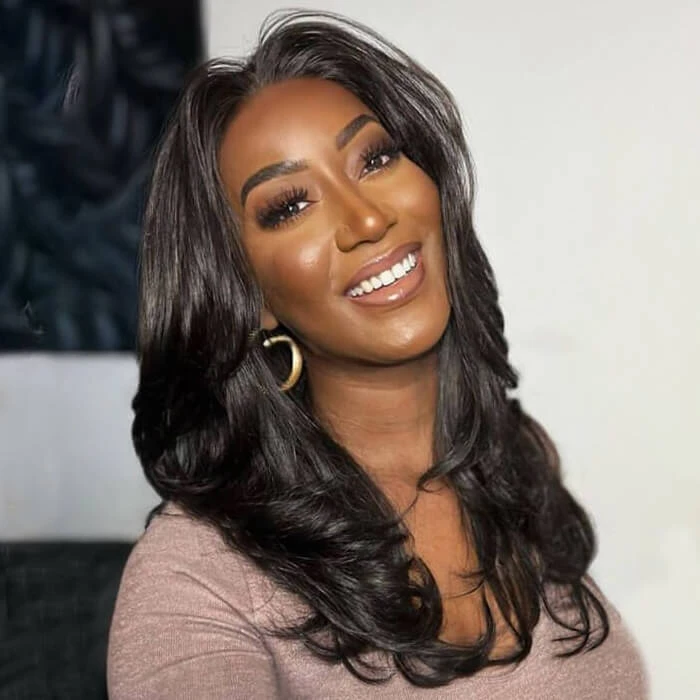 Butterfly Haircut Bangs Wig 13x6 Lace Front Layered Cut Wavy Human Hair Wig 3 Butterfly Haircut Bangs Wig 13x6 Lace Front Layered Cut Wavy Human Hair Wig