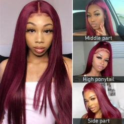 99J Burgundy Straight 13x4/13x6/5x5 Lace Front Human Hair Wig For Women Brazilian Remy Hair Glueless HD Lace Wigs -Ethereal Hair Shop 1740