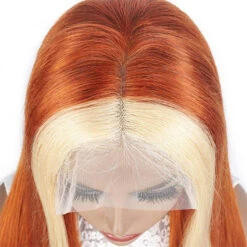 Ginger Wig With Blonde Highlights Colored Lace Front Wigs Straight Ombre Human Hair Wigs -Ethereal Hair Shop 1767