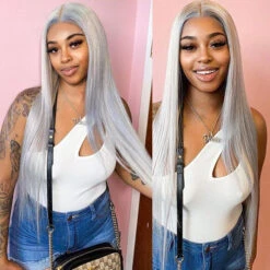 Grey Human Hair Wig 13x4 HD Lace Frontal Wig Colored Human Hair Wigs For Women 15 Grey Human Hair Wig 13x4 HD Lace Frontal Wig Colored Human Hair Wigs For Women -Ethereal Hair Shop 1885