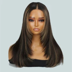 Layered Cut #1B/27 Blonde Highlights Pre Plucked 13x4 HD Lace Frontal Wig Straight Human Hair Wigs 11 Layered Cut #1B/27 Blonde Highlights Pre Plucked 13x4 HD Lace Frontal Wig Straight Human Hair Wigs -Ethereal Hair Shop 1b 27 highlight Layered Cut lace wigs 1