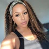 1B/27 Highlighted Curly Human Hair Headband Wig 2 1B/27 Highlighted Curly Human Hair Headband Wig -Ethereal Hair Shop 1b 27 honey blonde highlight curly headband wig
