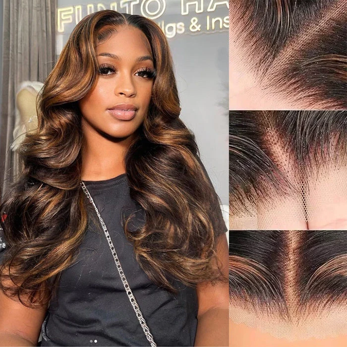Balayage Highlight Put On Go® Glueless Wig Pre Cut 8*5 HD Lace Closure Wigs Human Hair 220% Density 5 Balayage Highlight Put On Go® Glueless Wig Pre Cut 8*5 HD Lace Closure Wigs Human Hair 220% Density - Image 3