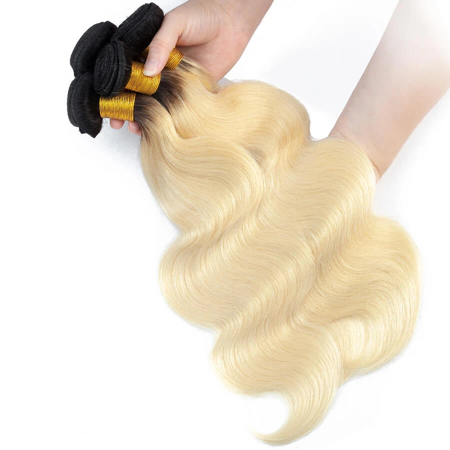 T1b/613 Ombre Blonde Human Hair Weave Brazilian Body Wave 3 Bundles 6 T1b/613 Ombre Blonde Human Hair Weave Brazilian Body Wave 3 Bundles - Image 4
