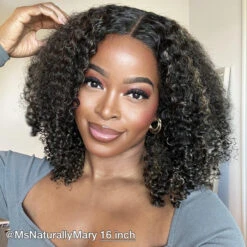 C-Shape Ear Design M1B/27 Blonde Highlights Curly Glueless 8x5 HD Lace Wig 100% Human Hair 16 C-Shape Ear Design M1B/27 Blonde Highlights Curly Glueless 8x5 HD Lace Wig 100% Human Hair -Ethereal Hair Shop 1b 27 highlight Jerry Cury 16