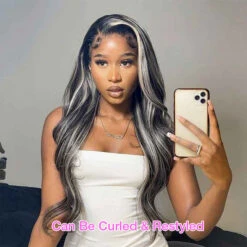 Blonde Highlights HD Lace Frontal Wigs 13x4/13x6 Glueless Straight Wigs Black Wig With #613 Blonde Highlight 15 Blonde Highlights HD Lace Frontal Wigs 13x4/13x6 Glueless Straight Wigs Black Wig With #613 Blonde Highlight -Ethereal Hair Shop 1b 613 highlight 8