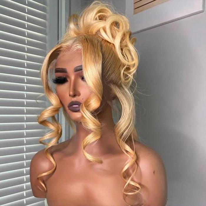 #27 Honey Blonde Color Invisible-Pull String 360 Lace Frontal Wigs Glueless HD Lace Wigs With Pre Plucked 5 #27 Honey Blonde Color Invisible-Pull String 360 Lace Frontal Wigs Glueless HD Lace Wigs With Pre Plucked - Image 3