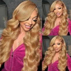 Body Wave #27 Colored HD Lace Human Hair Wigs For Women Honey Blonde 13*4 13*6 Lace Frontal Wigs 16 Body Wave #27 Colored HD Lace Human Hair Wigs For Women Honey Blonde 13*4 13*6 Lace Frontal Wigs -Ethereal Hair Shop 27 blonde lace wig 3