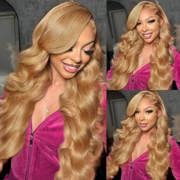 Body Wave #27 Colored HD Lace Human Hair Wigs For Women Honey Blonde 13*4 13*6 Lace Frontal Wigs 7 Body Wave #27 Colored HD Lace Human Hair Wigs For Women Honey Blonde 13*4 13*6 Lace Frontal Wigs - Image 5