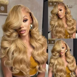 Body Wave #27 Colored HD Lace Human Hair Wigs For Women Honey Blonde 13*4 13*6 Lace Frontal Wigs 17 Body Wave #27 Colored HD Lace Human Hair Wigs For Women Honey Blonde 13*4 13*6 Lace Frontal Wigs -Ethereal Hair Shop 27 blonde lace wig 4
