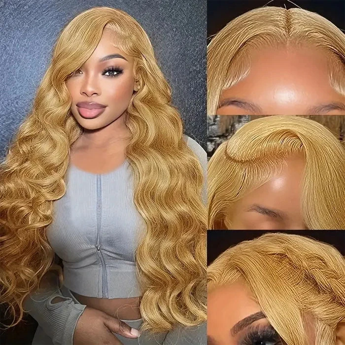 Body Wave #27 Colored HD Lace Human Hair Wigs For Women Honey Blonde 13*4 13*6 Lace Frontal Wigs 4 Body Wave #27 Colored HD Lace Human Hair Wigs For Women Honey Blonde 13*4 13*6 Lace Frontal Wigs - Image 2