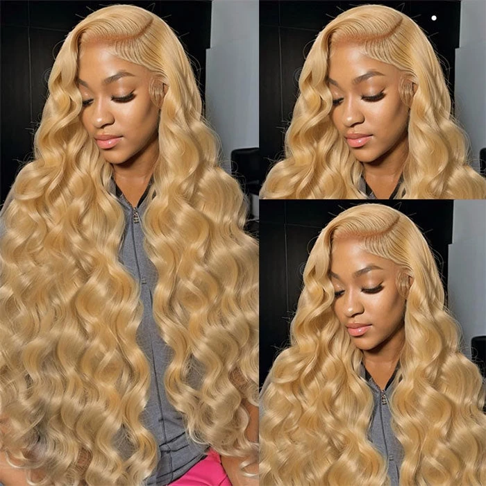 Body Wave #27 Colored HD Lace Human Hair Wigs For Women Honey Blonde 13*4 13*6 Lace Frontal Wigs 6 Body Wave #27 Colored HD Lace Human Hair Wigs For Women Honey Blonde 13*4 13*6 Lace Frontal Wigs - Image 4