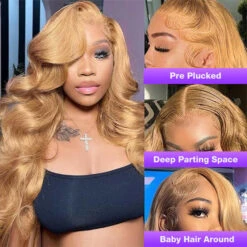 Honey Blonde 13x4 HD Transparent Lace Front Wig #27 Blonde Colored Human Hair Frontal Wig 14 Honey Blonde 13x4 HD Transparent Lace Front Wig #27 Blonde Colored Human Hair Frontal Wig -Ethereal Hair Shop 27 blonde straight lace wig 1