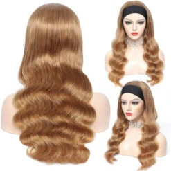 #27 Honey Blonde Headband Wigs Straight/Body Wave Human Hair Half Wigs -Ethereal Hair Shop 27 10