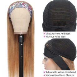 #27 Honey Blonde Headband Wigs Straight/Body Wave Human Hair Half Wigs -Ethereal Hair Shop 27 13