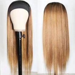 #27 Honey Blonde Headband Wigs Straight/Body Wave Human Hair Half Wigs -Ethereal Hair Shop 27 15