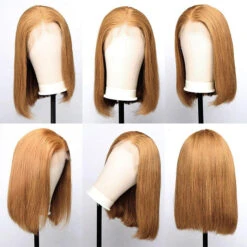 #27 Honey Blonde Short Straight Bob 13x4/4x4 Lace Wig 100% Human Virgin Hair 18 #27 Honey Blonde Short Straight Bob 13x4/4x4 Lace Wig 100% Human Virgin Hair -Ethereal Hair Shop 27 5