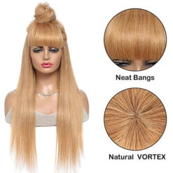 #27 Honey Blonde Human Hair Wigs With Bangs 13x4 HD Lace Wig/Full Machine Made Wig With Bangs -Ethereal Hair Shop 27 6 38ba6bdf 6672 4f75 b2a9 0b4d32106249