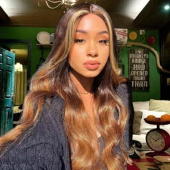 Ombre Lace Front Wigs With Blonde Highlight #T1B/4/27 Three Tone Brazilian Body Wave HD Lace Human Hair Wigs 13 Ombre Lace Front Wigs With Blonde Highlight #T1B/4/27 Three Tone Brazilian Body Wave HD Lace Human Hair Wigs -Ethereal Hair Shop 2 18 9 0001