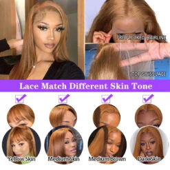 #30 Light Auburn Brown Wigs Straight & Body Wave Colored Human Hair Wigs 13*4 HD Lace Wigs -Ethereal Hair Shop 30 lace frontal wig 3