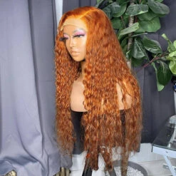 Water Wave Ginger Colored Lace Front Human Hair Wigs Pre Plucked Natural Hairline -Ethereal Hair Shop 322