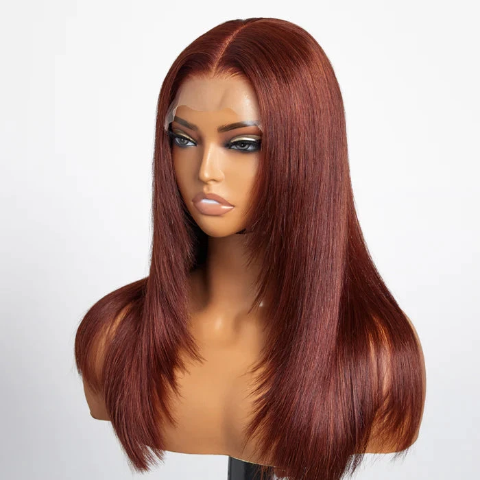 #33 Reddish Brown Layered Cut Straight Wigs 13x4/5x5 HD Lace Frontal Human Hair Wigs 8 #33 Reddish Brown Layered Cut Straight Wigs 13x4/5x5 HD Lace Frontal Human Hair Wigs - Image 6