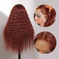 #33 Auburn Color Deep Wave 13x4/4x4 HD Lace Front Human Hair Wigs For Women High Quality Wigs -Ethereal Hair Shop 33 reddish brown 8 5 pre cut lace wigs 25