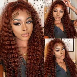 #33 Auburn Color Deep Wave 13x4/4x4 HD Lace Front Human Hair Wigs For Women High Quality Wigs -Ethereal Hair Shop 33 reddish brown 8 5 pre cut lace wigs 27