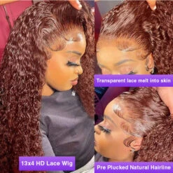 #33 Auburn Color Deep Wave 13x4/4x4 HD Lace Front Human Hair Wigs For Women High Quality Wigs -Ethereal Hair Shop 33 reddish brown 8 5 pre cut lace wigs 28
