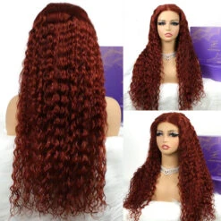#33 Reddish Brown Color Water Wave 13x4 13x6 HD Lace Front Wigs Human Hair Pre Plucked 13 #33 Reddish Brown Color Water Wave 13x4 13x6 HD Lace Front Wigs Human Hair Pre Plucked -Ethereal Hair Shop 33 reddish brown 8 5 pre cut lace wigs 7