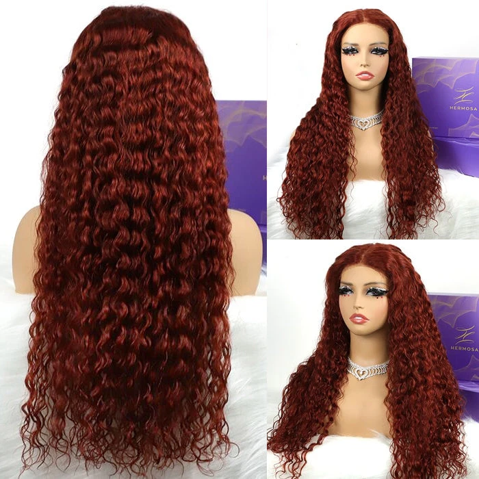 #33 Reddish Brown Color Water Wave 13x4 13x6 HD Lace Front Wigs Human Hair Pre Plucked 7 #33 Reddish Brown Color Water Wave 13x4 13x6 HD Lace Front Wigs Human Hair Pre Plucked - Image 5