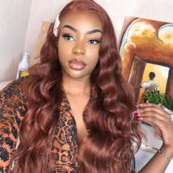 #33 Auburn Reddish Brown Color 4x4 HD Transparent Lace Closure Human Hair Wigs -Ethereal Hair Shop 33 body wave 1